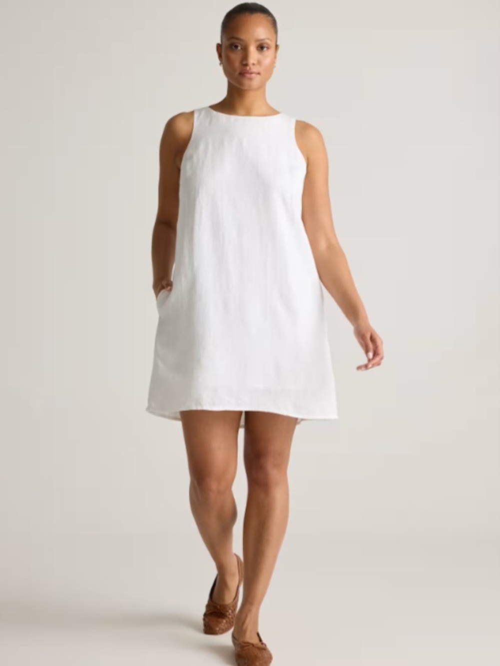 Quince White Linen Tank Mini Dress